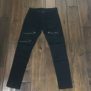 Carmar black skinny jeans with zipper detail